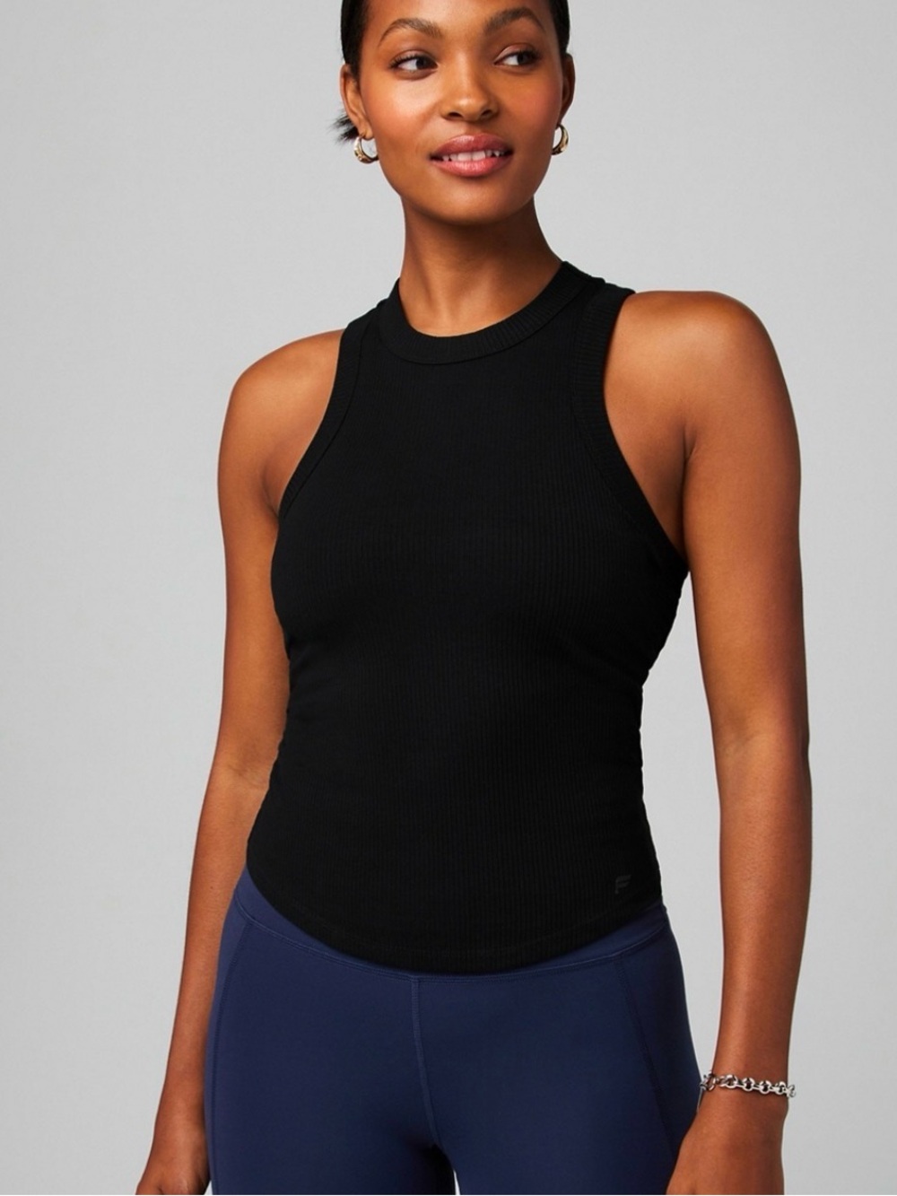 Fabletics Sleeveless Ribbed Tank Top - Black Sz S